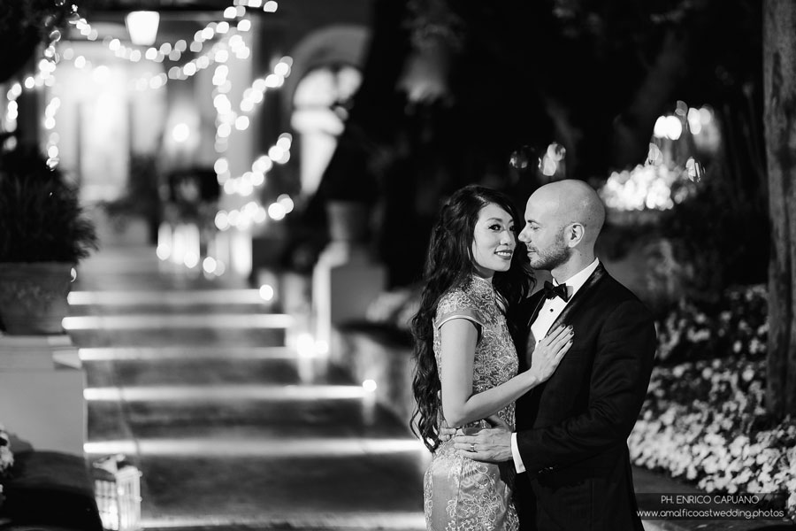 bride and groom in Villa Eva